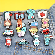 Set of 16 Plastic Pins with Medical Pattern for DIY Clothing Accessories