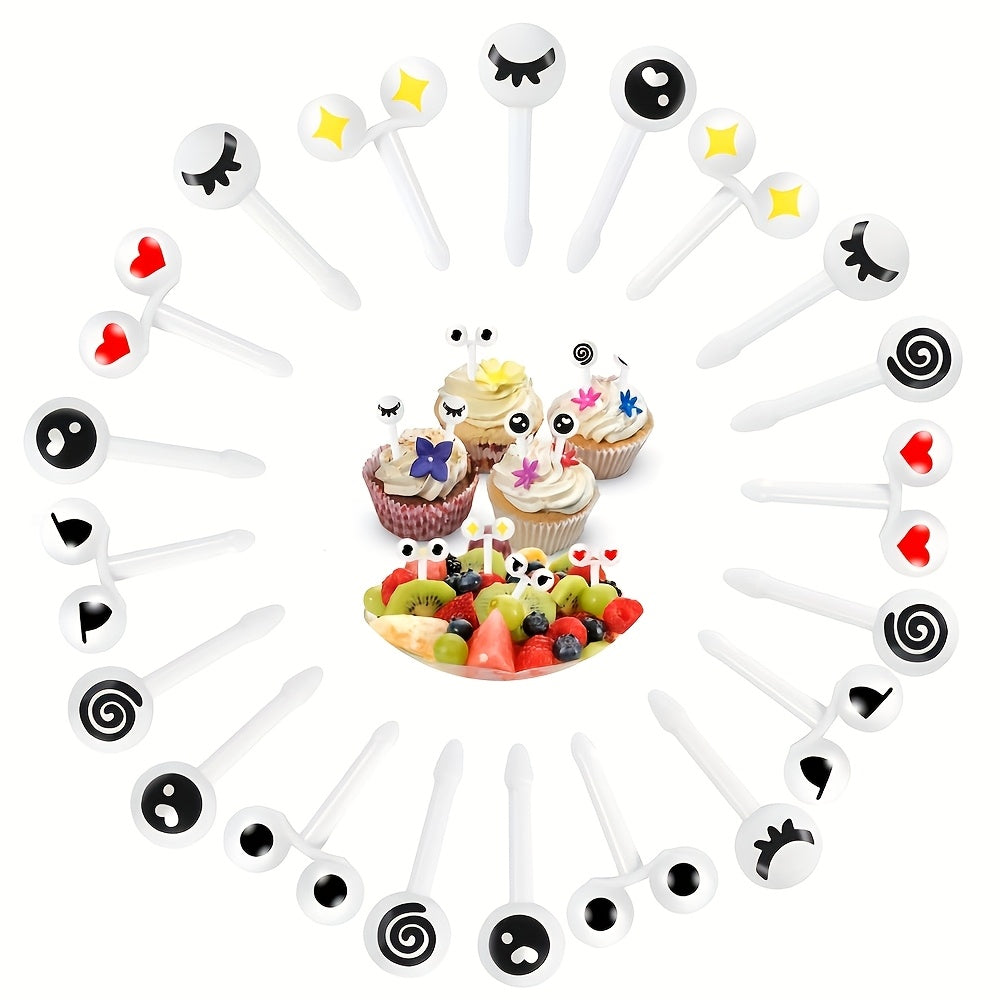 20 ta qayta ishlatiladigan mini ko‘z shaklidagi oziq-ovqat cho‘tkalari BPA-siz ABS plastmassadan tayyorlangan, turli dizaynlarda, meva, sabzavot va pirojno‘lar uchun