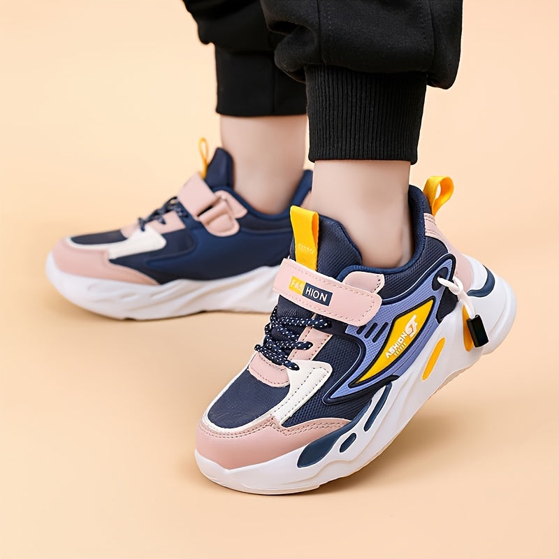 Unisex Geometric Pattern Sneakers for Kids Under 14 with PU Upper EVA Sole and Fabric Insole