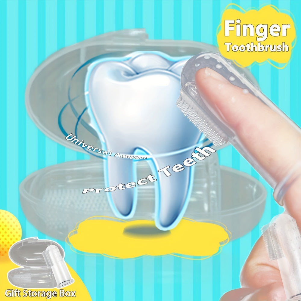 2-Pack Soft Silicone Finger Toothbrushes for All Ages with Protective Caps