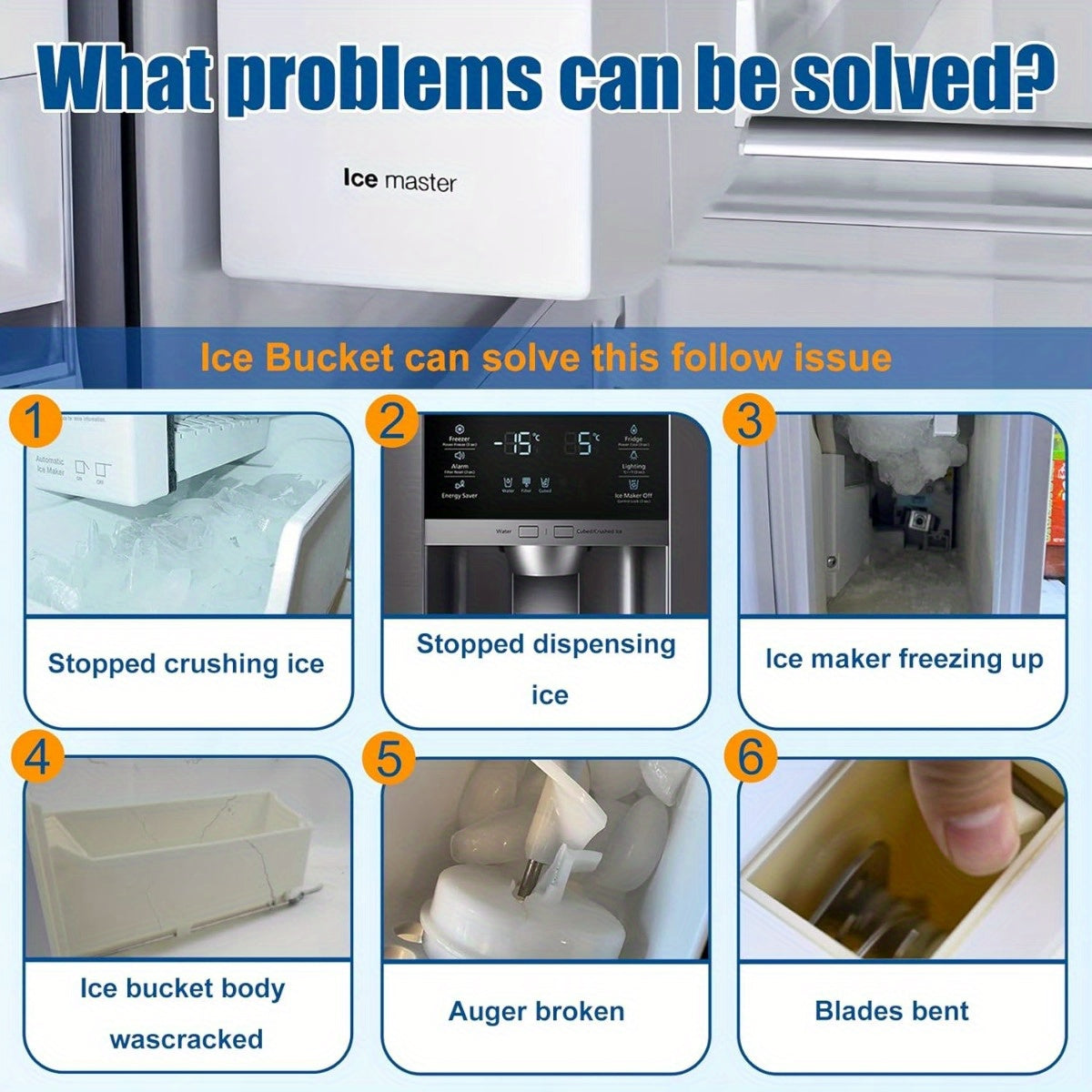 Ice Container Replacement Tray Plastic for Refrigerator Ice Maker