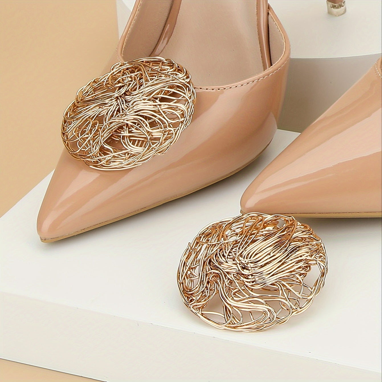 Women's Metal Round Buckle Shoe Clips Detachable High Heel Accessories