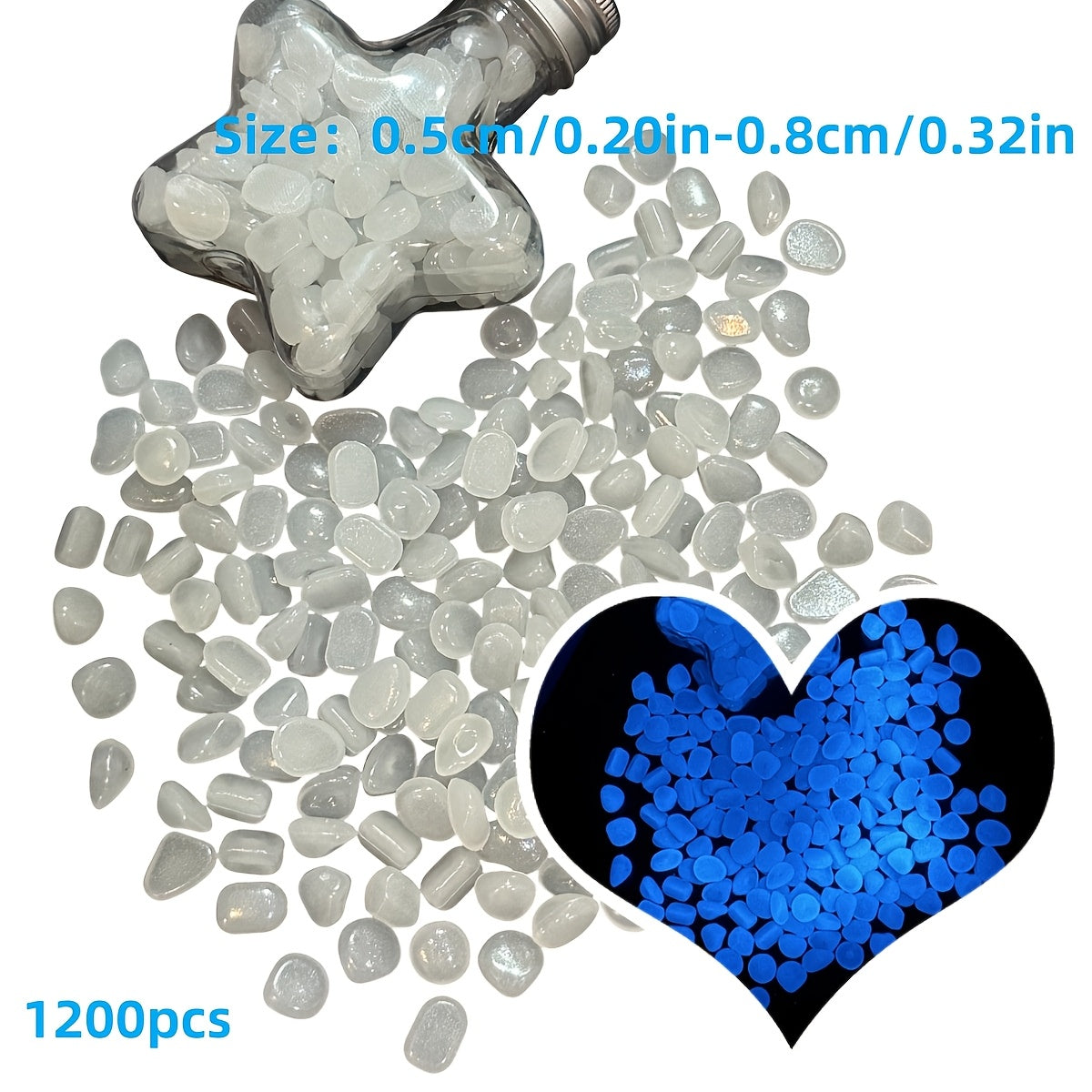 1200 Glowing Landscape Stones for Decoration in Flower Pots Pathways Aquariums and Starry Sky