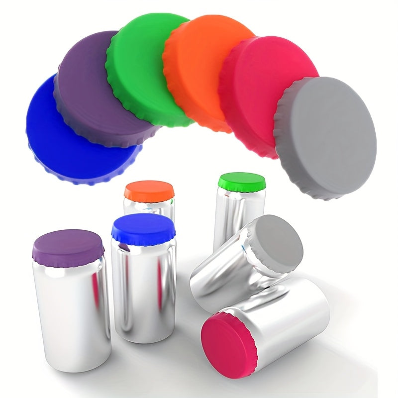 Set of 6 Multi-Colored Silicone Can Lids Leakproof Reusable Beverage Covers