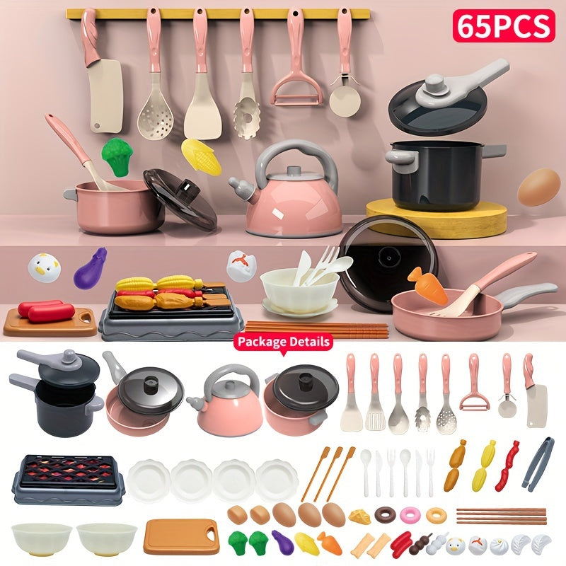 Kids Kitchen Play Set for Children Aged 3 Plus with 32-95 Pieces Including Fruits Vegetables Utensils Colorful Role Play Toy