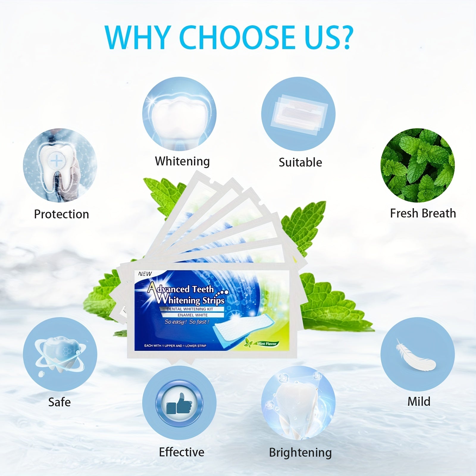 Mint Teeth Whitening Strips 7/14/21/28 Sets with Toothbrush for Daily Travel