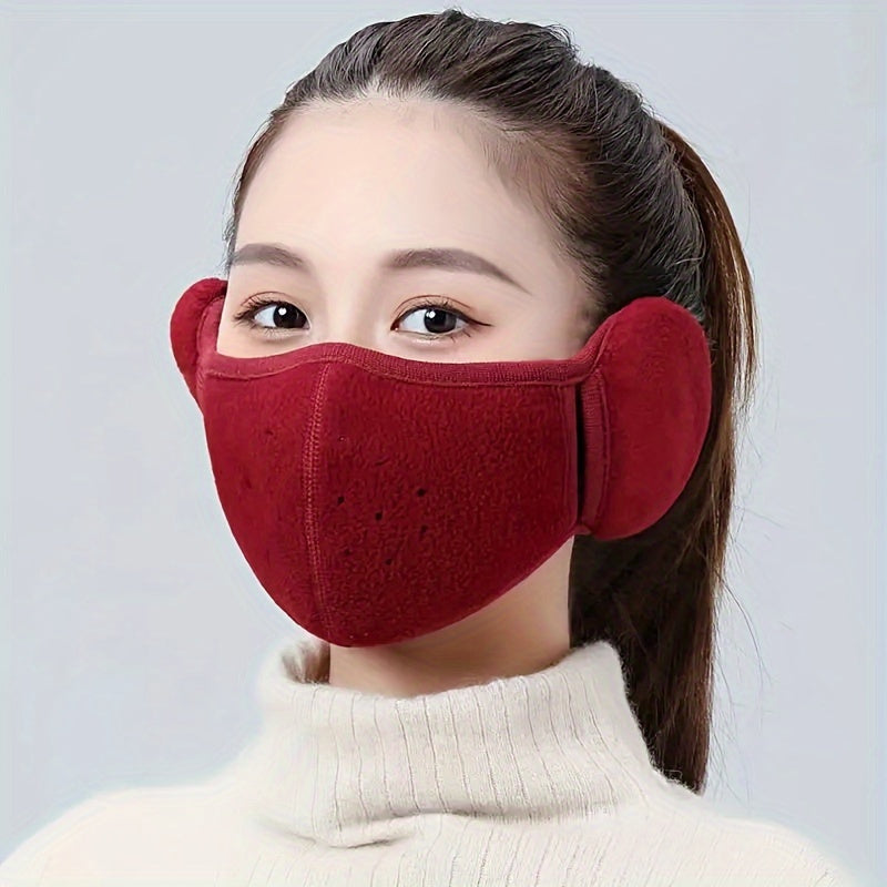 Unisex Winter Thermal Face Mask with Earmuffs Cold-Proof Breathable Cycling Mask