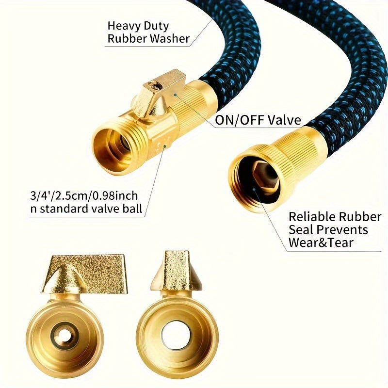 Прочный резиновый выдвижной садовый шланг для высоконапорной мойки автомобилей и орошения, с резьбой по американскому стандарту, доступный в различных длинах.