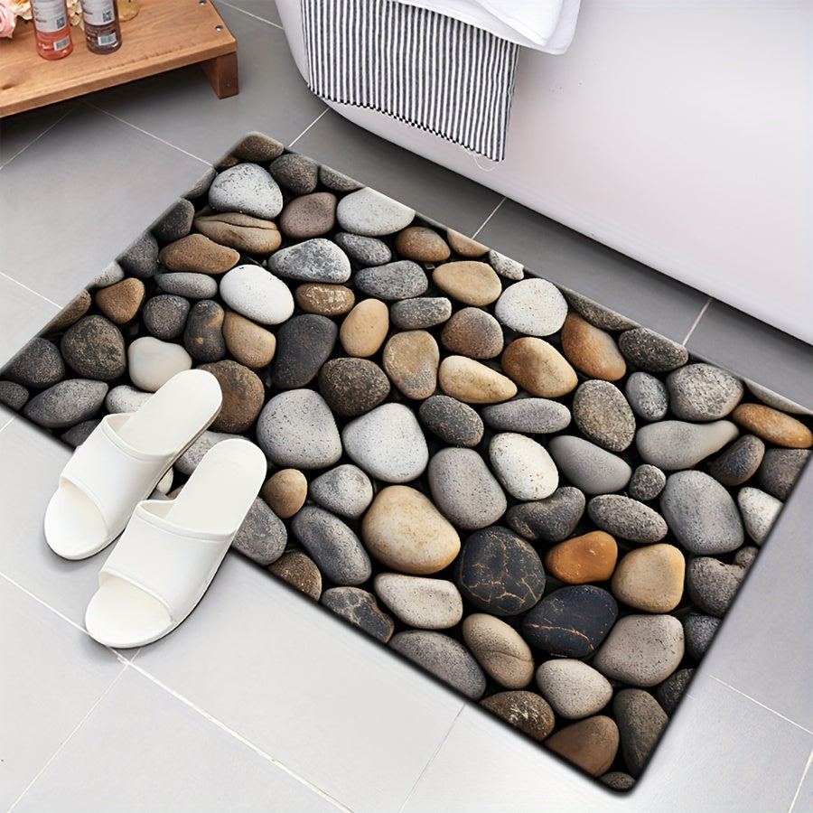 Hand Washable Bathroom Mat Polyester Non-Slip Square Rug for Bedroom Use