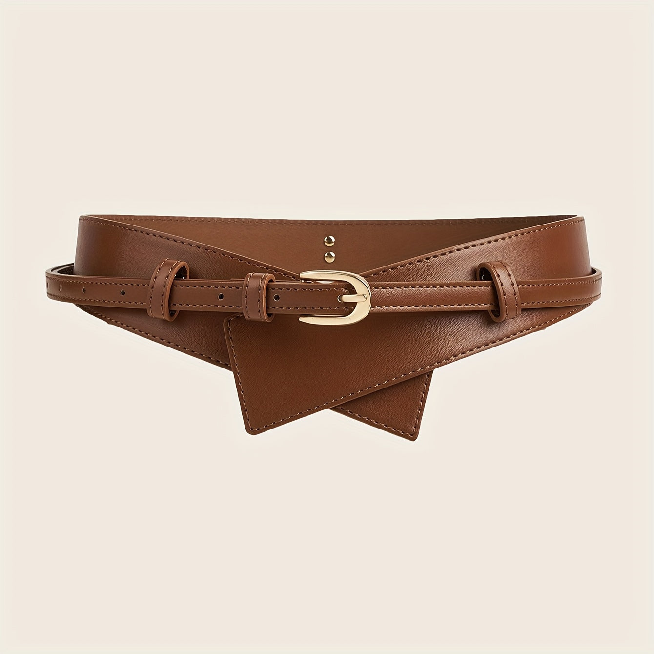 Женский широкий пояс с корсетным дизайном и золотой пряжкой.