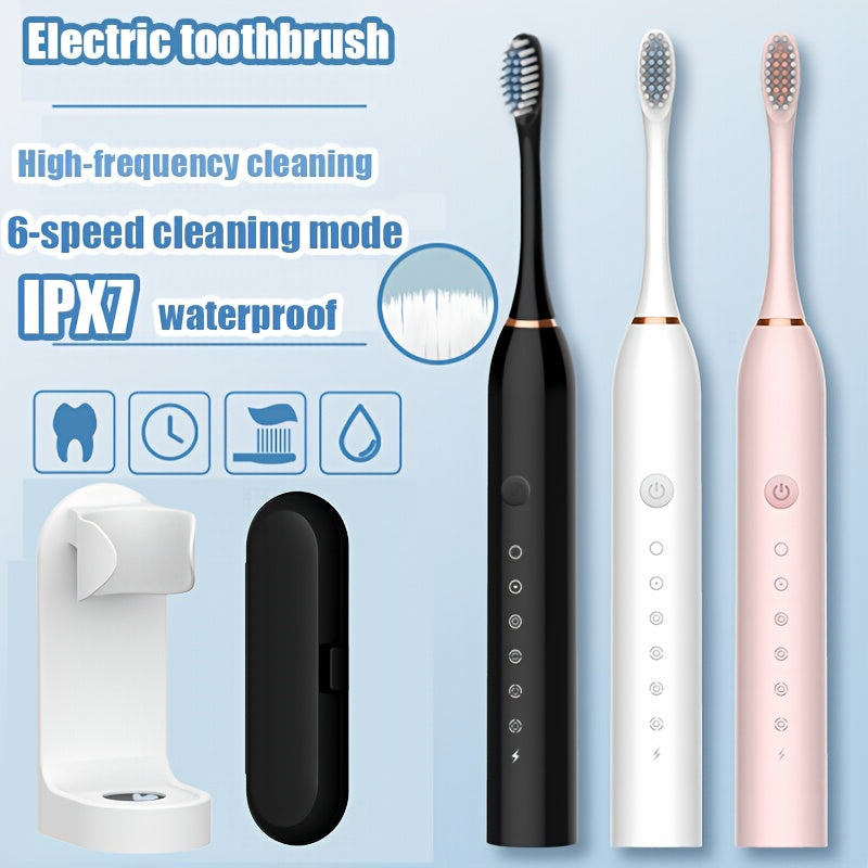 Electric Toothbrush Set for Adults, Rechargeable, 6 Modes, 4 Brush Heads