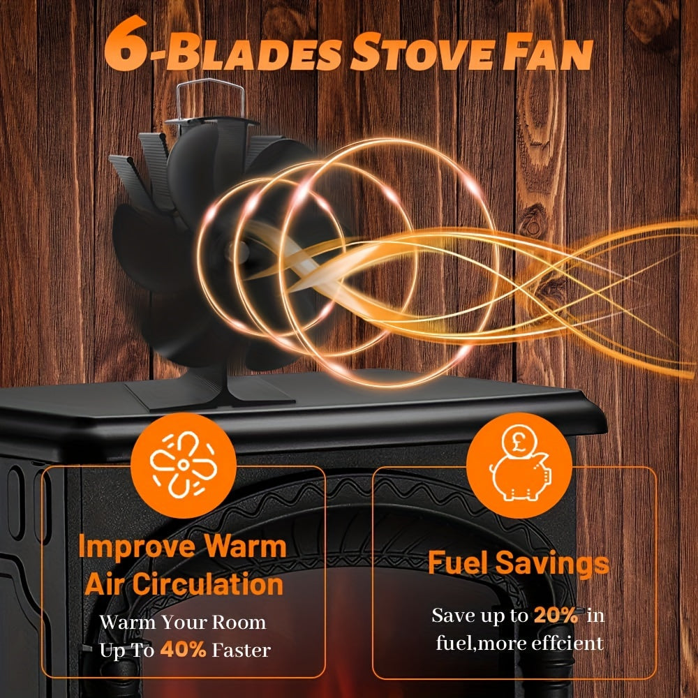 Katta xonalar uchun 6 pichoqchali yog'och yozilgan fan, shovqinsiz ishlash, issiqlik taqsimoti