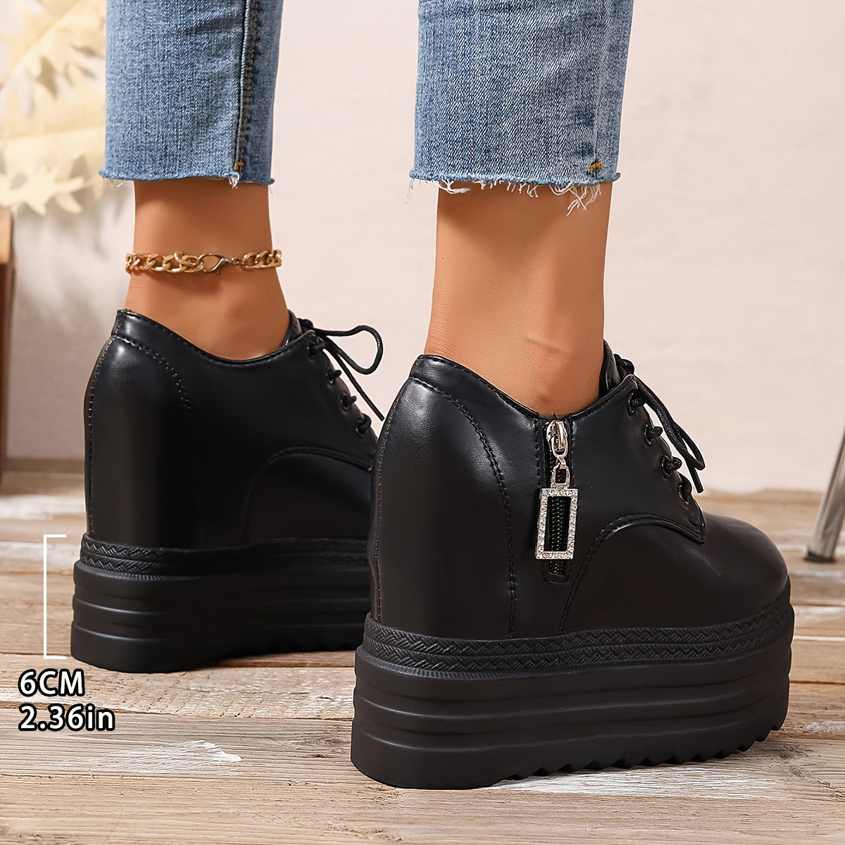 Zapatos de plataforma blancos para mujer con cremallera, suela gruesa y tacón alto