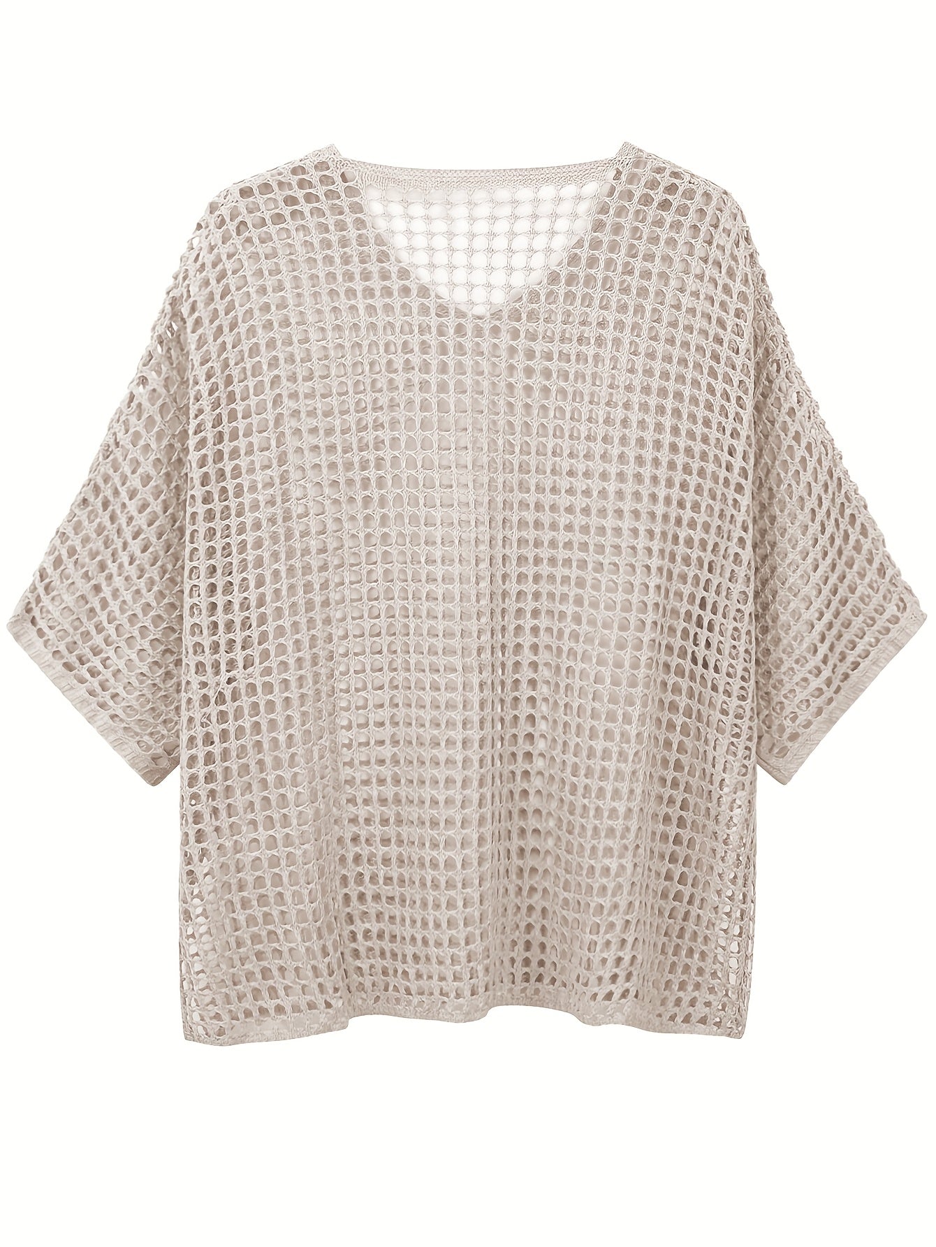Women's Knitted V-Neck Casual Three-Quarter Sleeve Plus Size Top