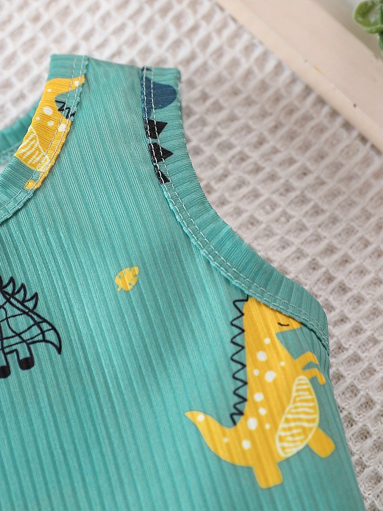 Детский летний набор безрукавки и шорт с принтом динозавра для мальчиков