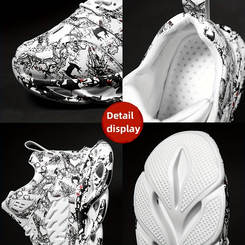 Boys Camouflage Lace-Up Sneakers for Running and Basketball Casual Street Style