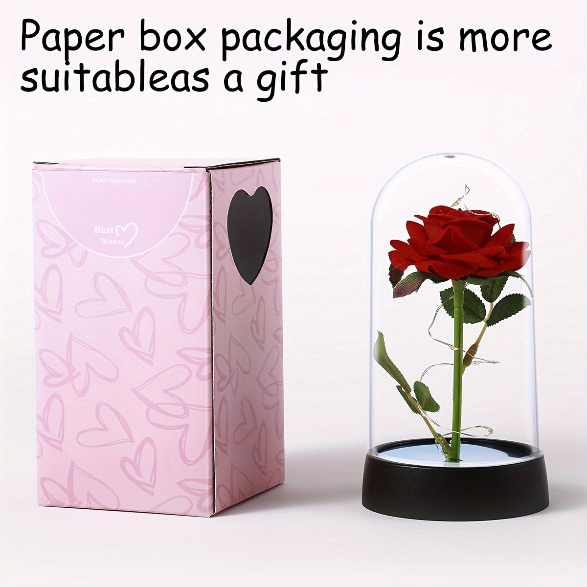 Romantik bezaklar va maxsus tadbirlarda, masalan, 14-fevral yoki Onalar kuni kabi sovg'alar uchun ideal bo'lgan chiroyli LED atirgul tun chirog'ini yarating. Ish stollari, gullar bezaklari yoki sifatida juda yaxshi.