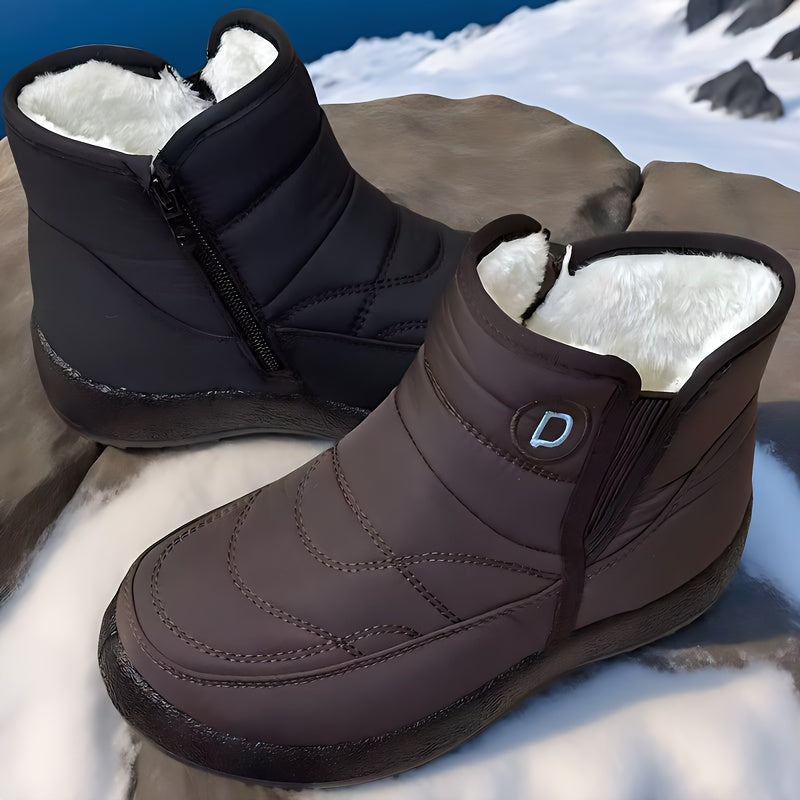 Plus Size Fleece-Lined Winter Boots Thick Plush Warm Outdoor Shoes