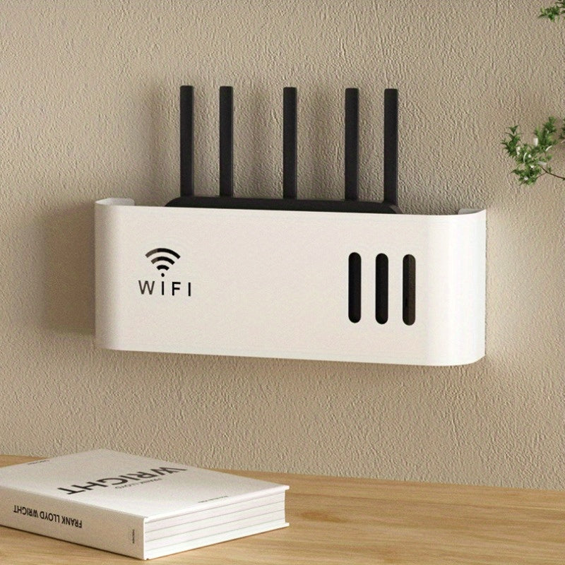 Wall-Mounted WiFi Router Storage Box Durable Space-Saving Organizer for Home Office