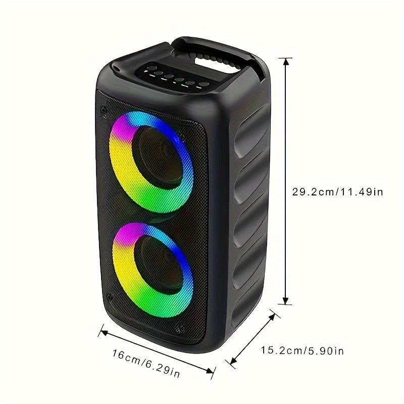 Wireless Bluetooth Speaker with Subwoofer RGB Lights FM Radio TWS 10W Black