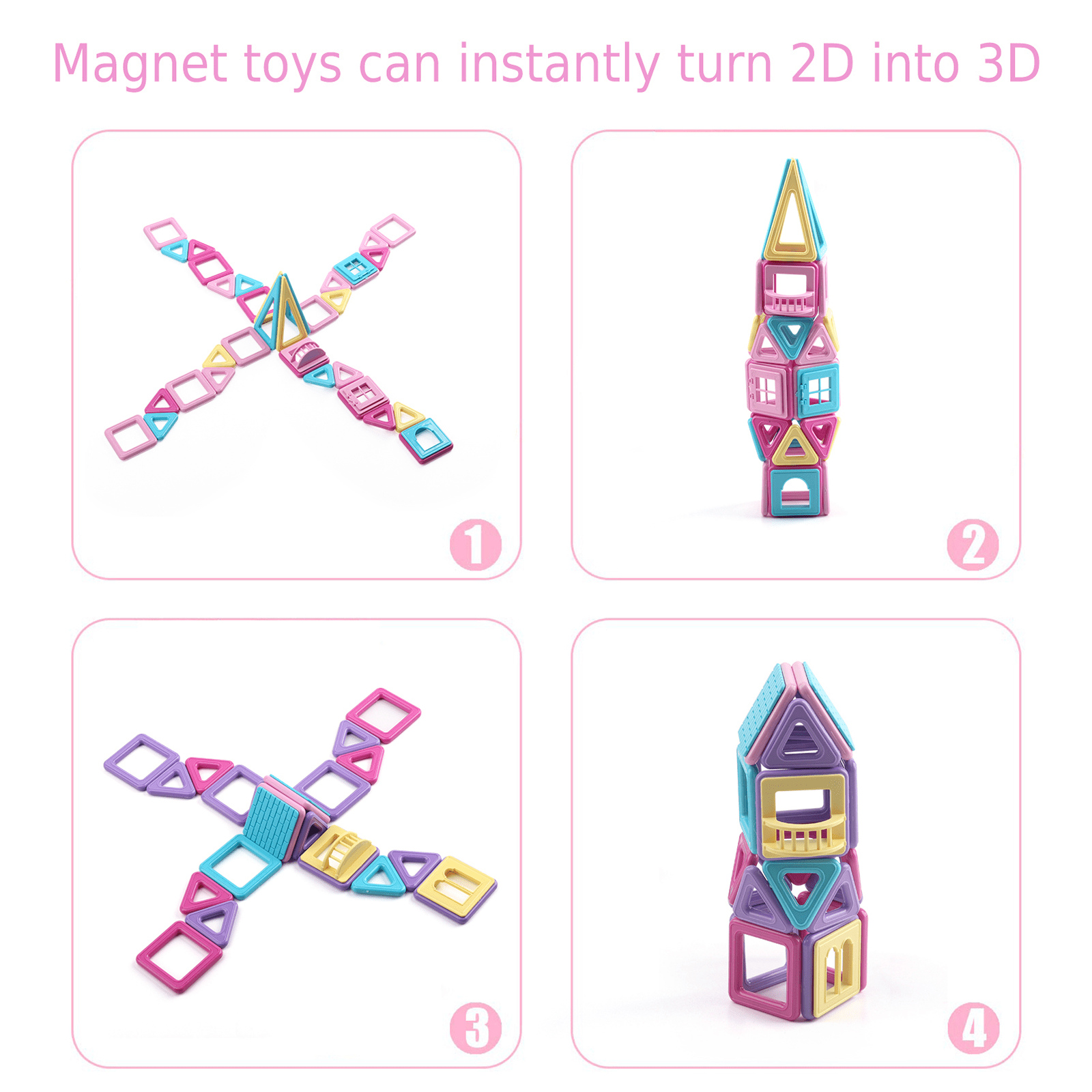 160 3D Castle Magnetic Building Tiles for Kids Ages 3+ Educational Toy