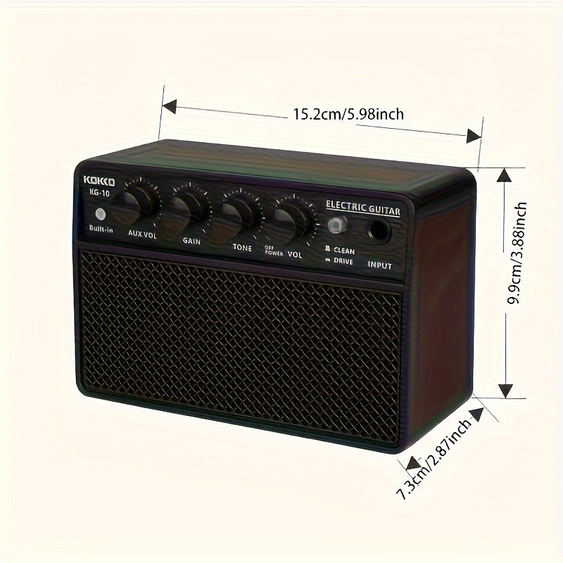 Portable Electric Guitar Amplifier Black Plastic Rechargeable Battery Built-in Effects Aux Input