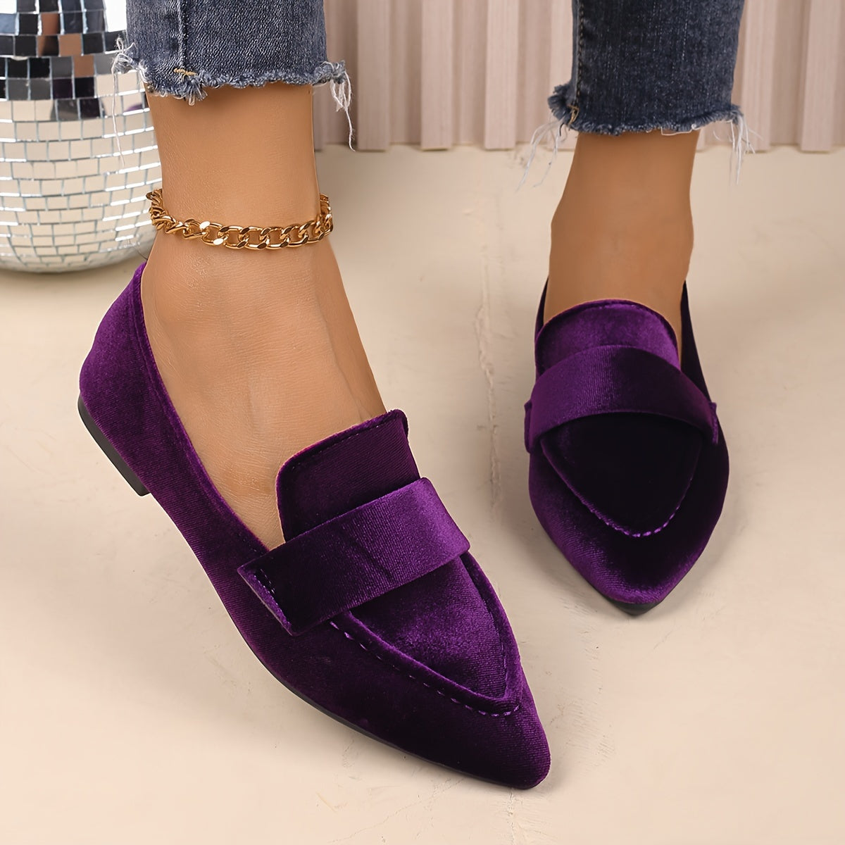 Women's Slip-On Flats with Pointed Toe Lightweight All-Season Flannel