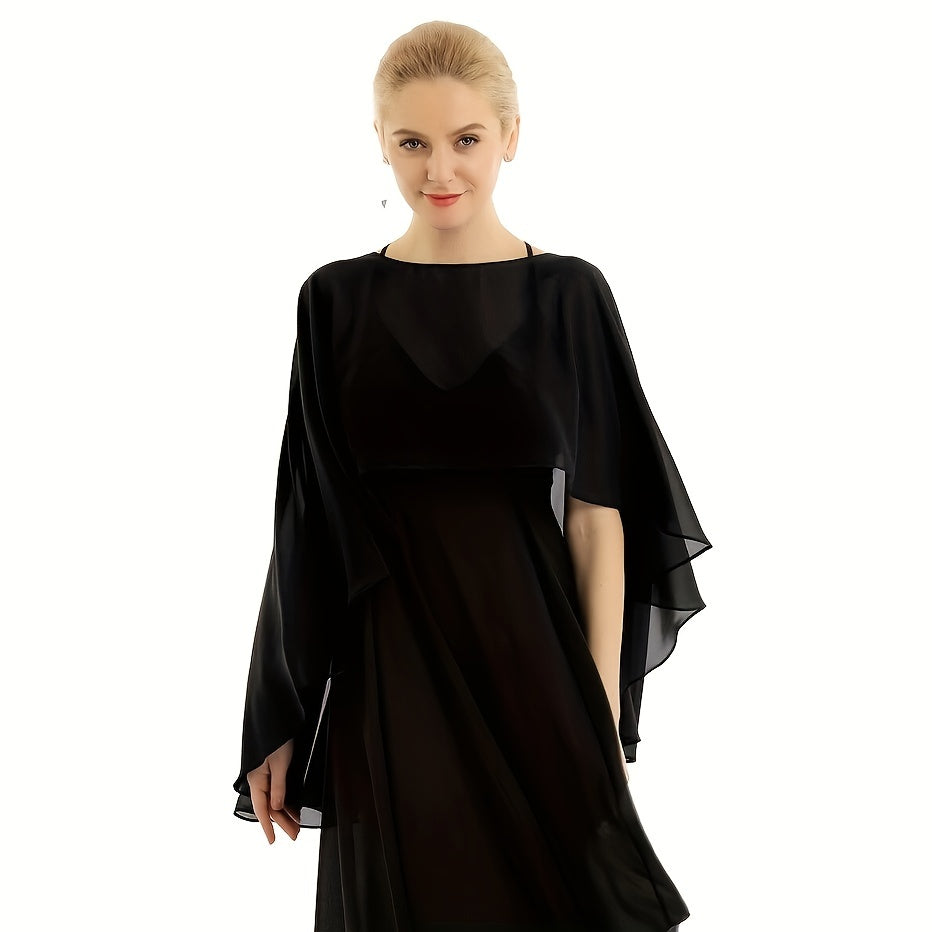 Ayollar uchun Chiffon shalv, kechki va kundalik kiyim uchun engil, bir rangli plash