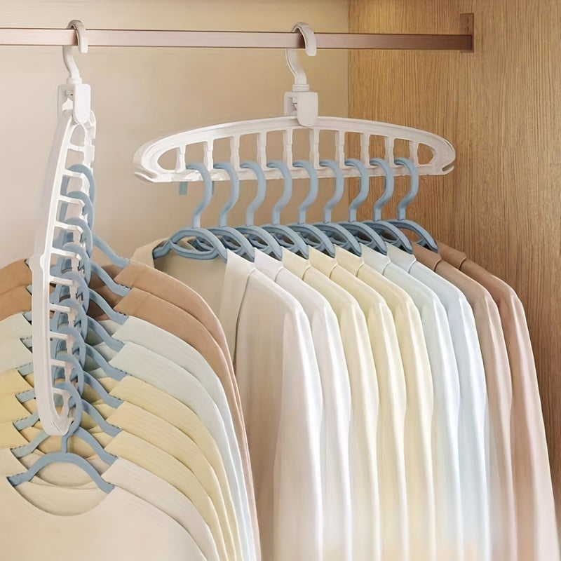 Pack de 2 perchas de plástico blancas para ropa y suéteres, organizador de armario que ahorra espacio