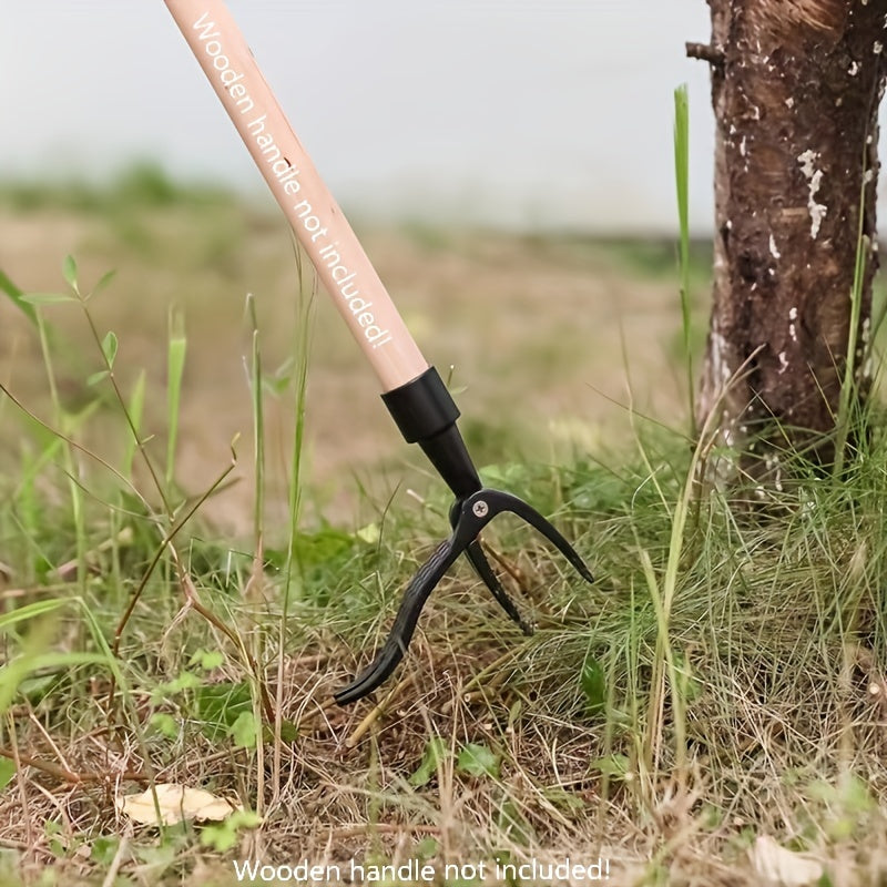 Black Ergonomic Garden Weeding Tool with Aluminum Handle and 4-Prong Claws