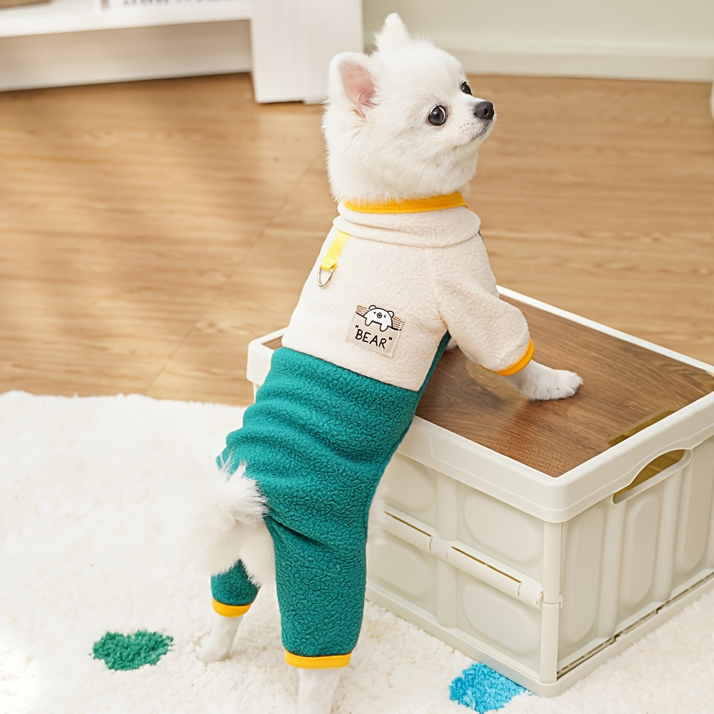 Fleece Pet Jumpsuit for Small to Medium Dogs and Cats Winter Fall Pullover