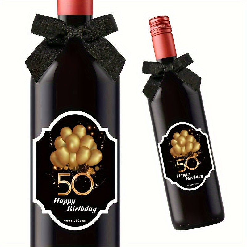 8pcs 50th Birthday Wine Bottle Labels for Champagne and Sparkling Wine