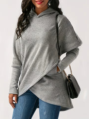 Plus Size Women’s Solid Hoodie With Pockets Long Sleeve Casual Sweater