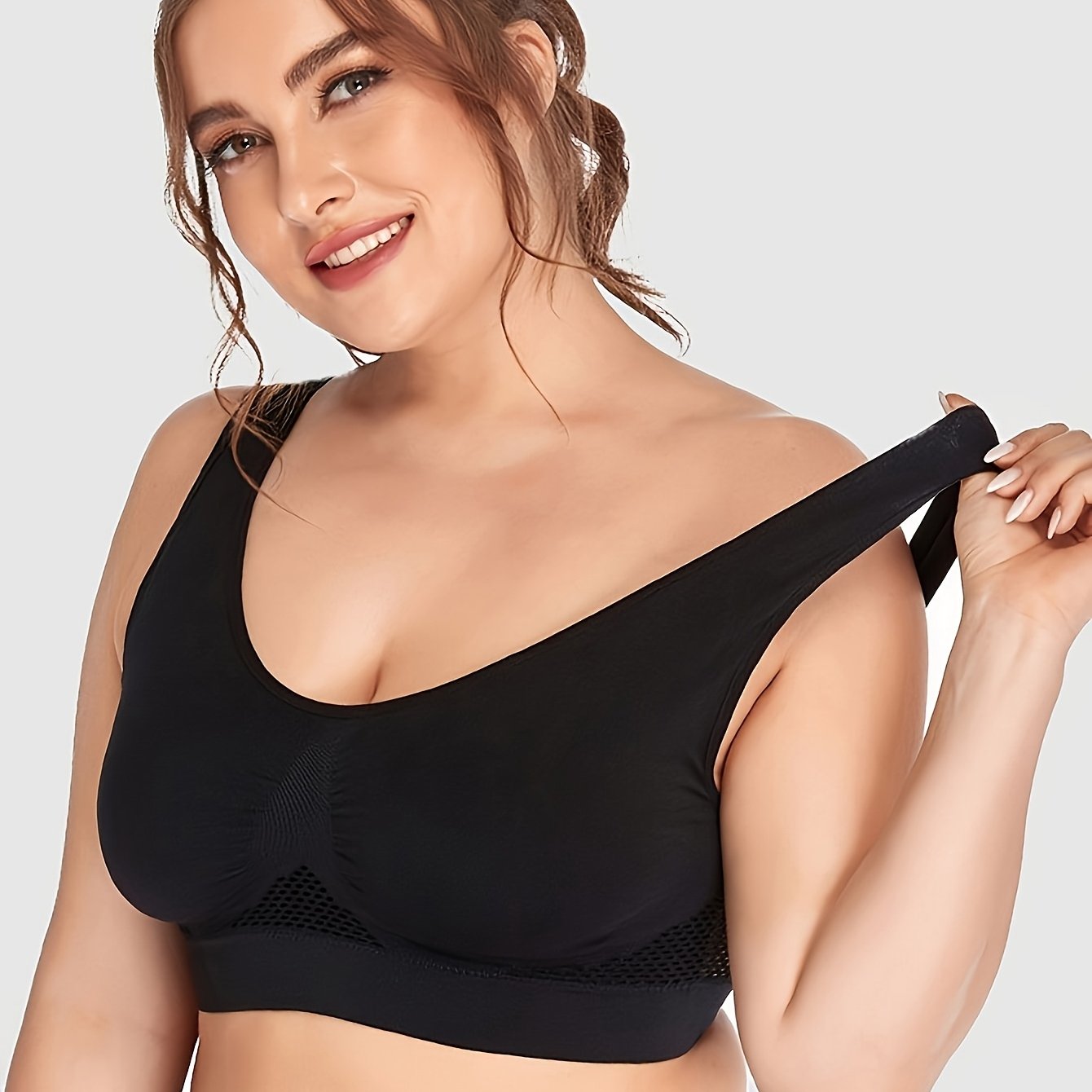 Women's Plus Size Mesh Sports Bra Breathable Underwire Yoga Top
