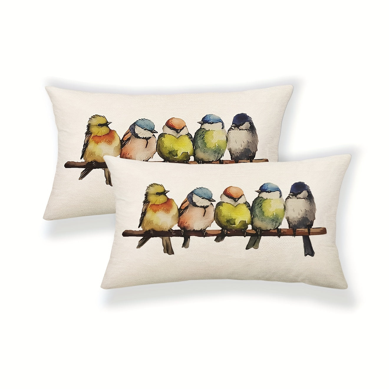 Set of 2 Bird Oil Paintings Pillow Covers 30.48cm x 50.8cm Decorative Linen