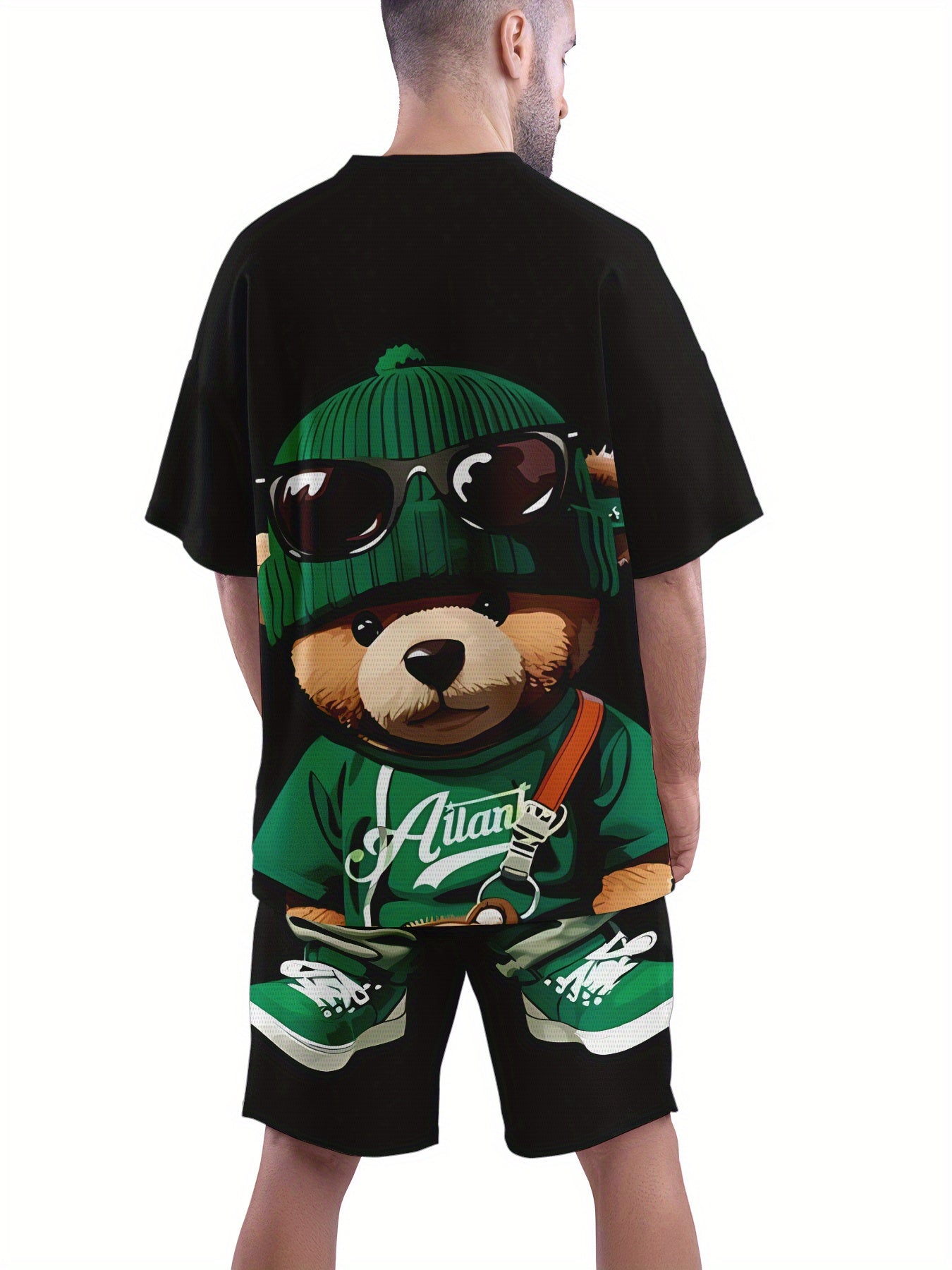 Men's Summer Breathable Casual T-Shirt and Shorts Set with 3D Printed Design