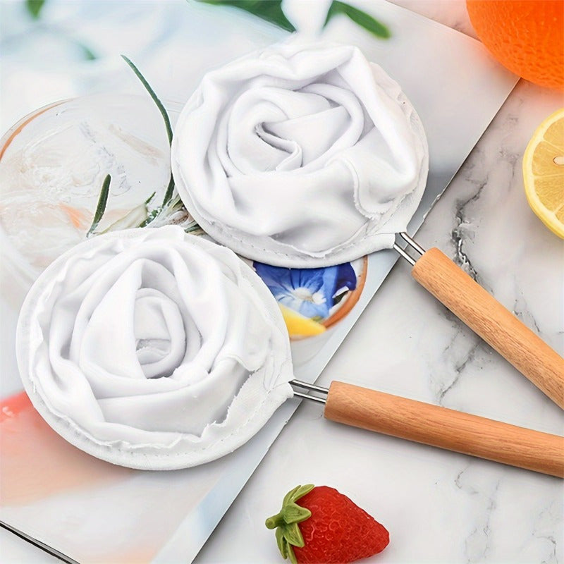 Reusable Coffee Filter Mesh with Wooden Handle Non-Woven Fabric