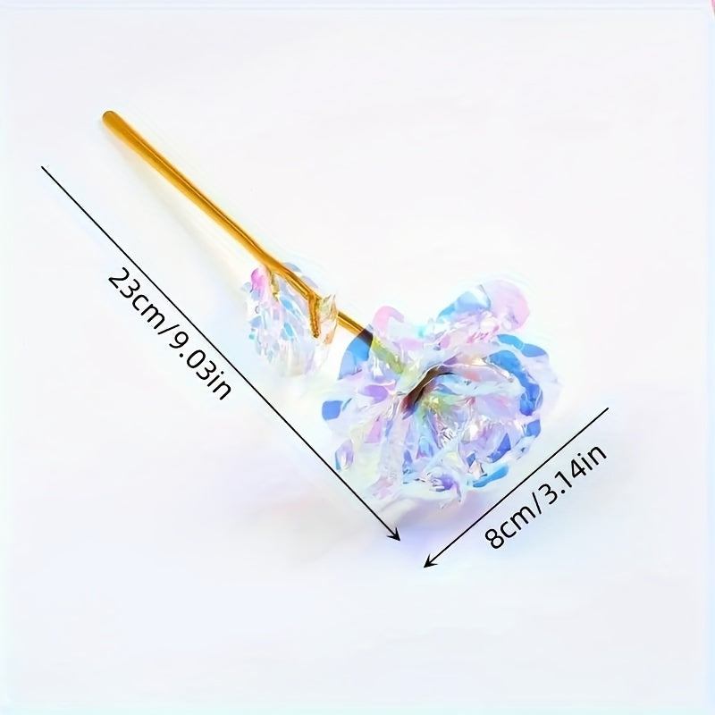 Artificial Rose Flower Set of 5 Gold Crystal Decor for Weddings Parties and Gifts