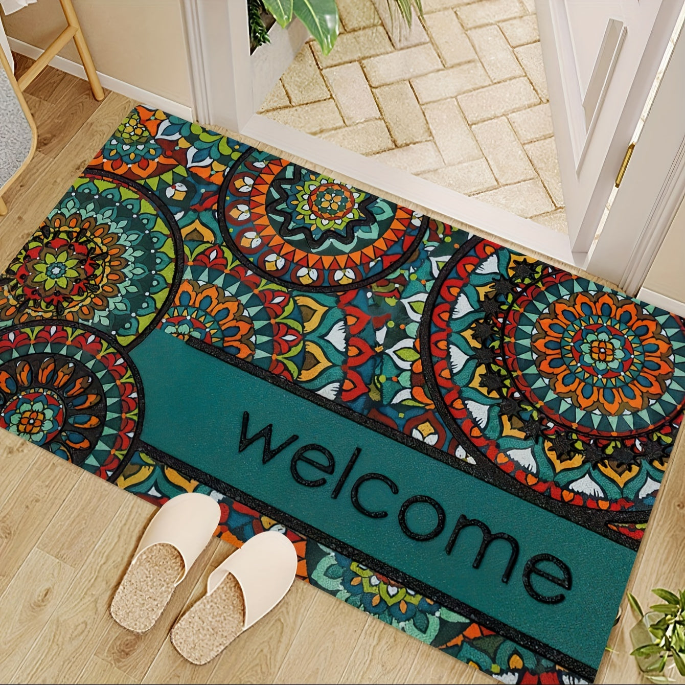 Bohemian Doormat Rug, Machine Washable, Bedroom Living Room Decor