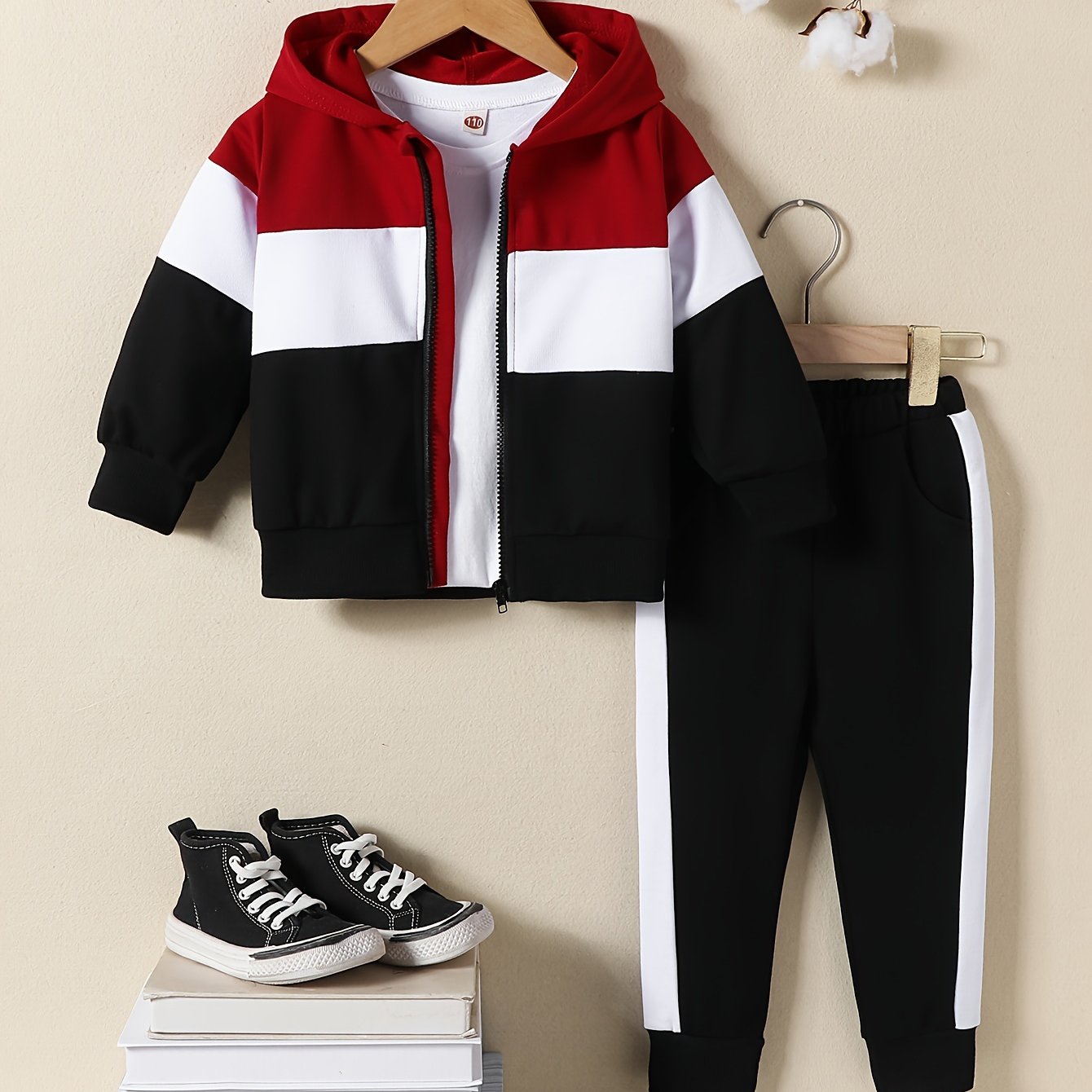 Boys Hoodie and Pants Set with Colorful Design Polyester Cotton Fall Winter Casual