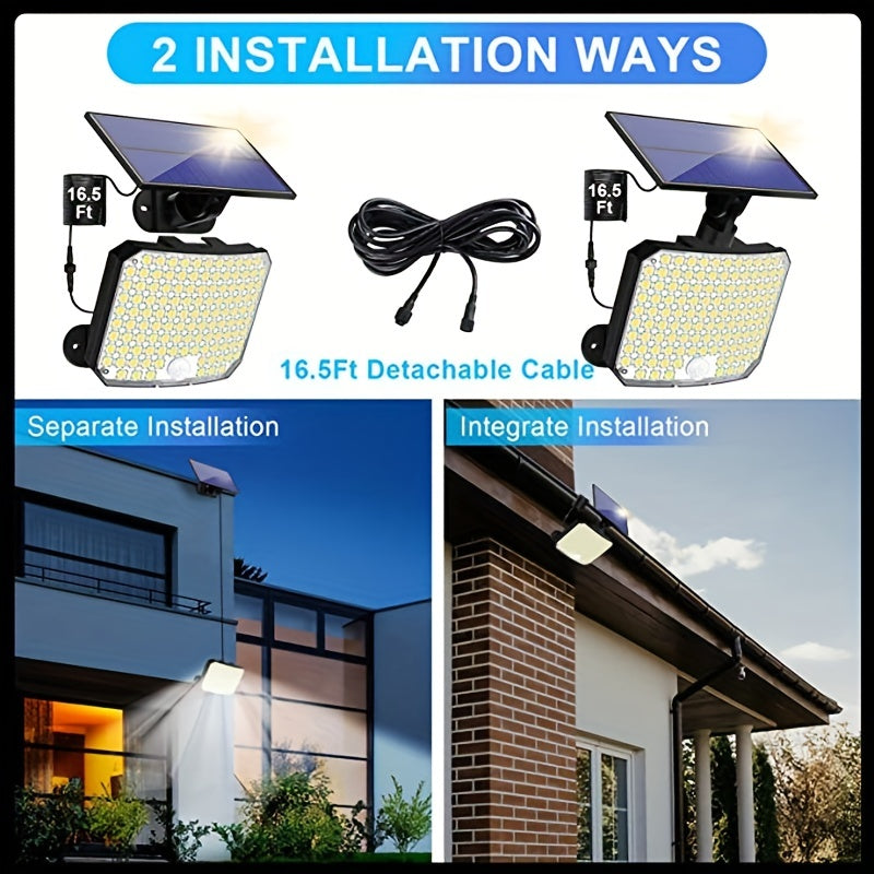 118 LED Solar Motion Sensor Flood Light with Remote Control 5.03m Cable Outdoor Security