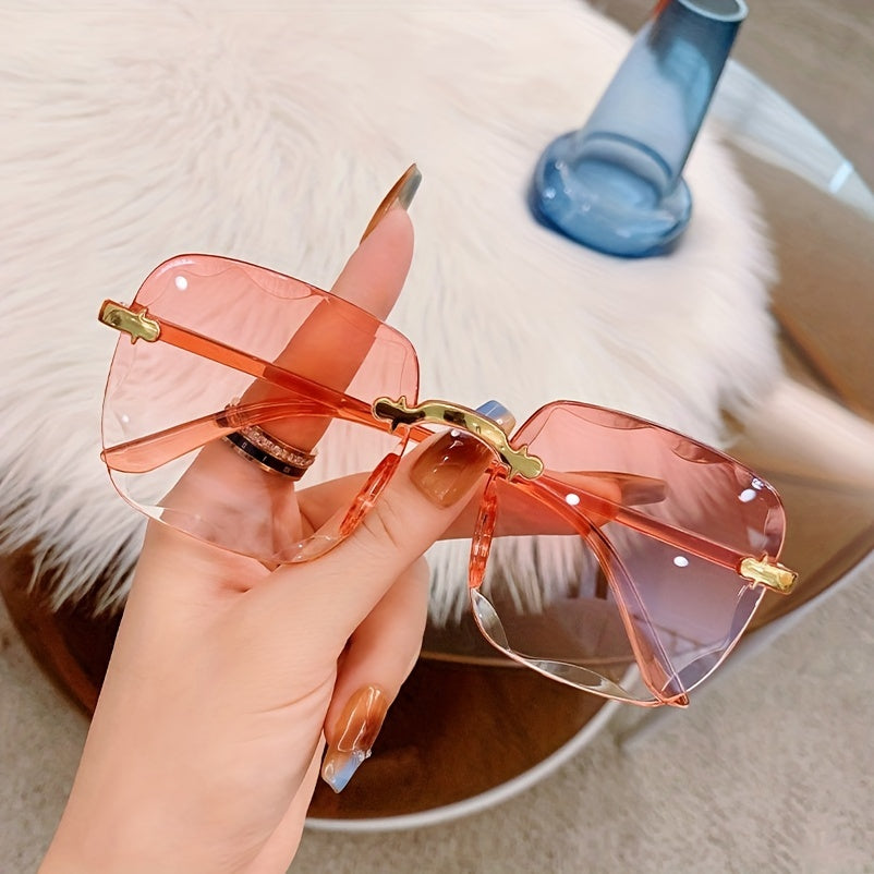 NBHD Katta Ramkasiz Gradient Ko'zoynaklar Ayollar uchun PC Polikarbonat Ramka va Tashqi, Ko'cha Moda va Baliq Ovi uchun Foto-Oshirish Gradient Linzalar bilan