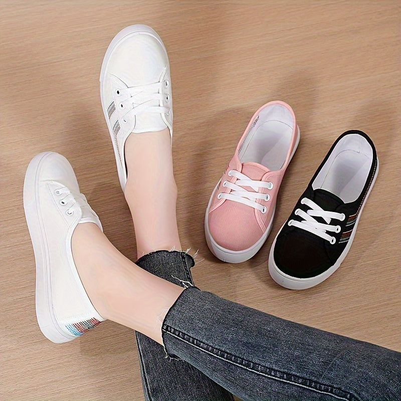 Women's Flat Fabric Shoes Casual Sneakers White Slip-On Versatile
