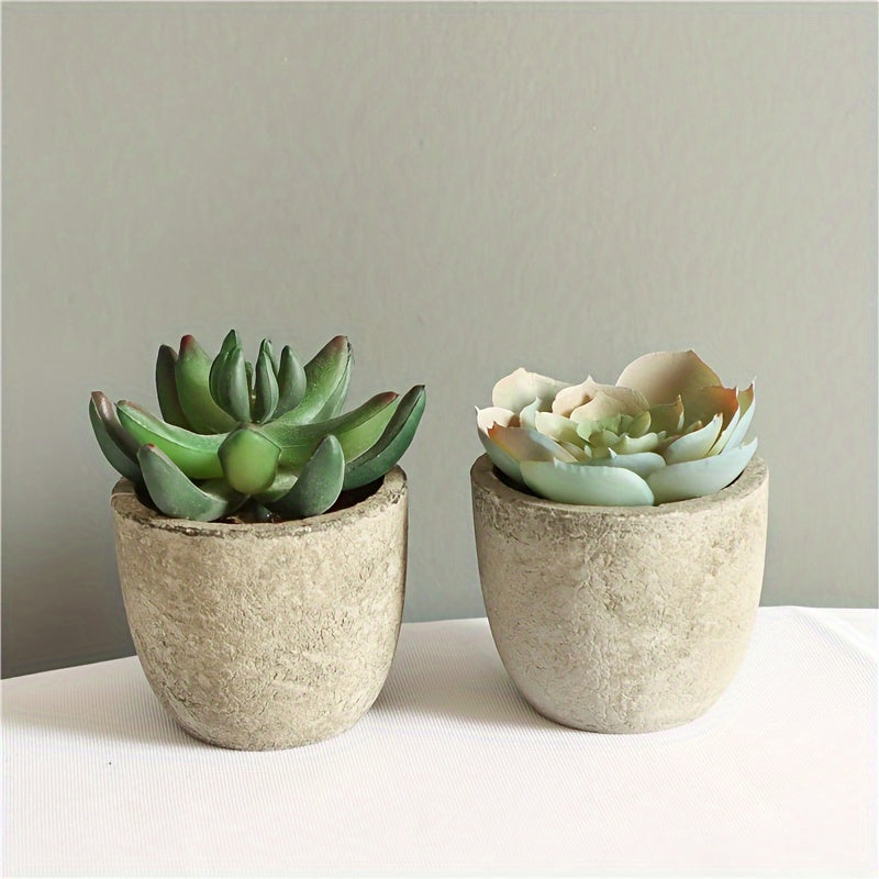 Artificial Succulent Plants Set with Potted Bonsai Desktop Decor in Paper Pulp