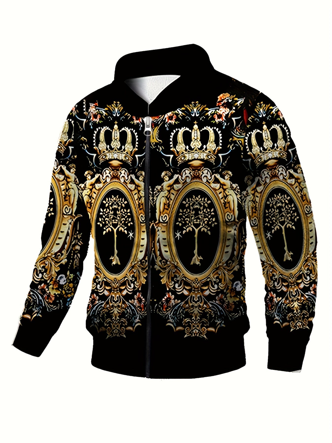 Men's Large Printed Casual Softshell Jacket Polyester Zipper Pocket All Over Print