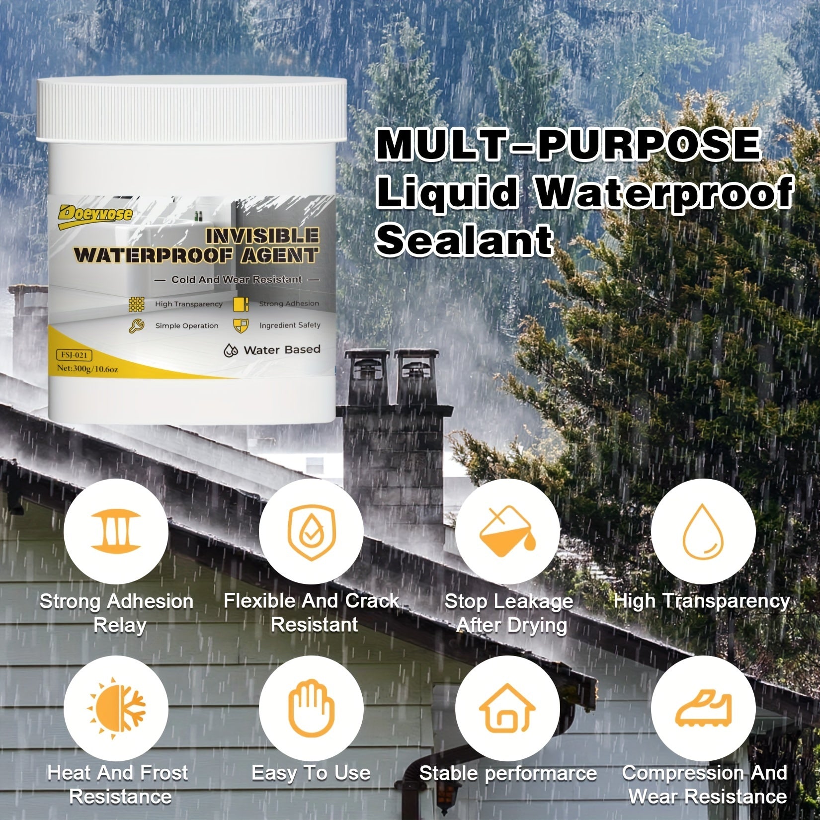 Sellador impermeable invisible para superficies techo, suelo, ventana, fregadero, ducha, autocaravanas