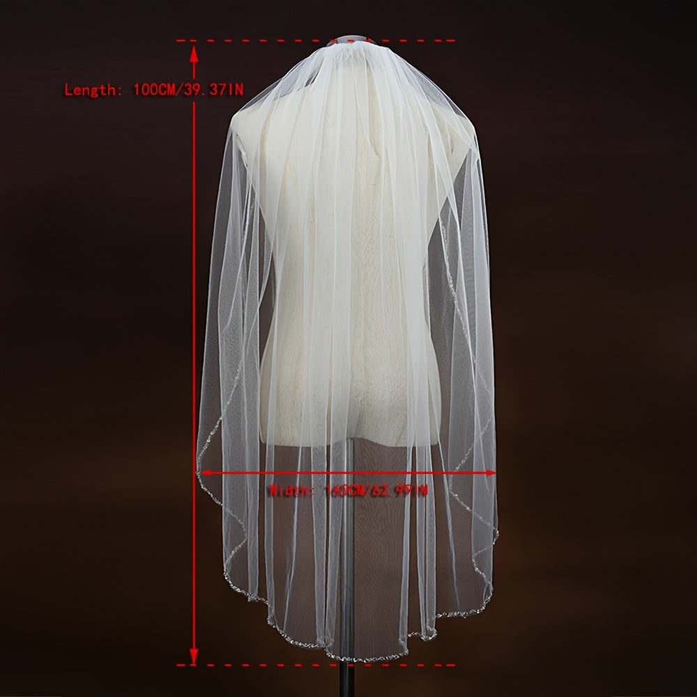 Handcrafted Bridal Veil with Crystal Sequins for Wedding and Valentine's Day