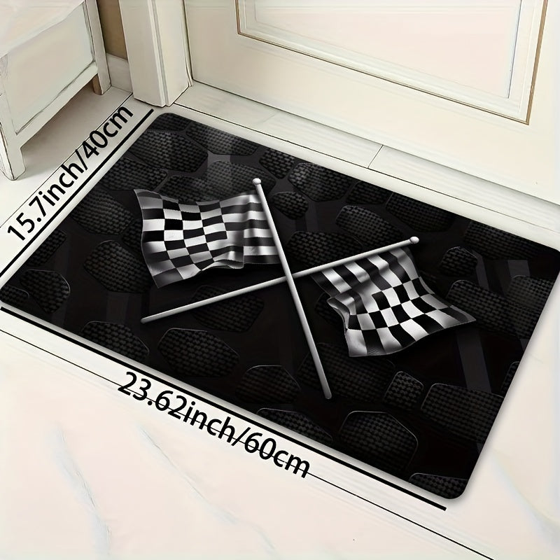 Yuqori sifatli flanel maydon gilami, klassik qora va oq tekis bayroq naqshiga ega, yuvish mashinasida tozalash oson, har qanday yashash xonasi, yotoqxona yoki oshxona makoniga zamonaviy uslub qo'shish uchun ideal.