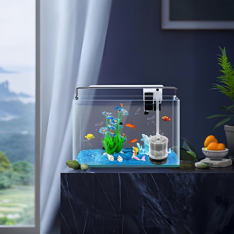 Compact Aquarium Filter System with Oxygenation and Water Circulation for Clear Fish Tank