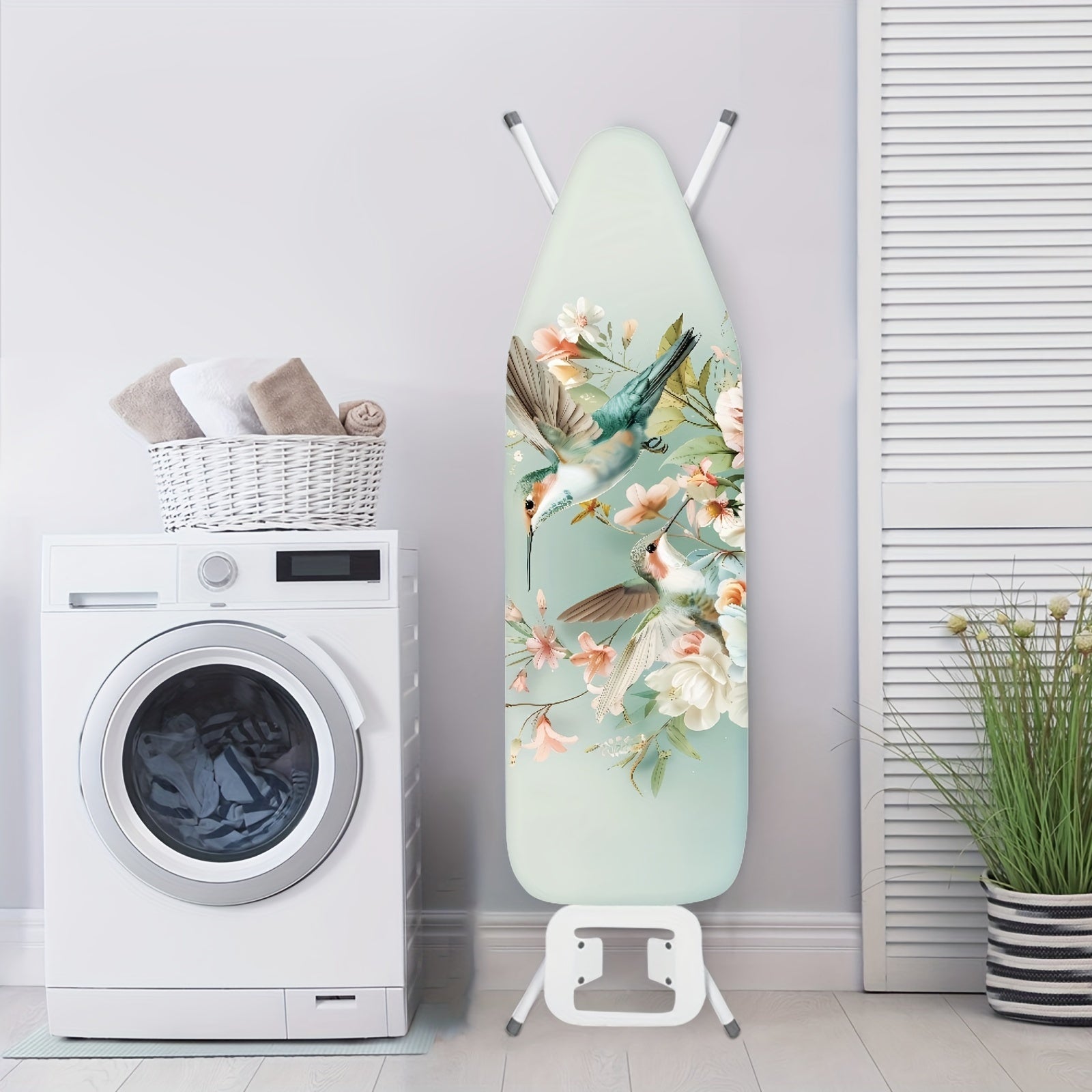 Funda para tabla de planchar con diseño de colibrí floral, antiadherente, resistente a manchas, tamaño estándar